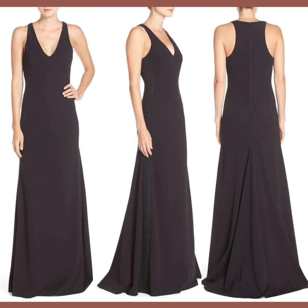 NWT‎ Vera Wang Cotton Blend A-Line Gown Lace/Black [SZ 8 ]